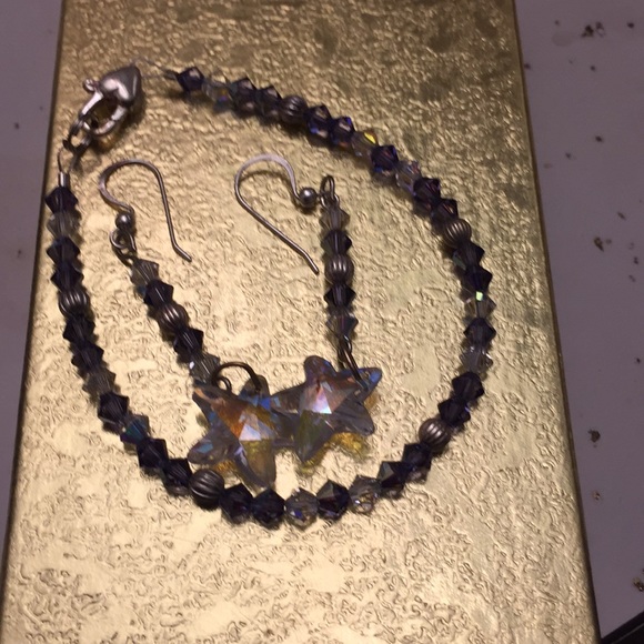 Dangle star and hand beaded set - Picture 2 of 3